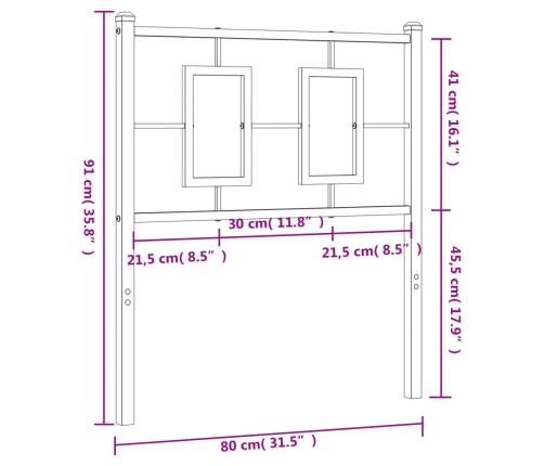 Cabecero de metal blanco 75 cm