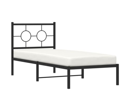 Estructura cama sin colchón con cabecero metal negro 75x190 cm