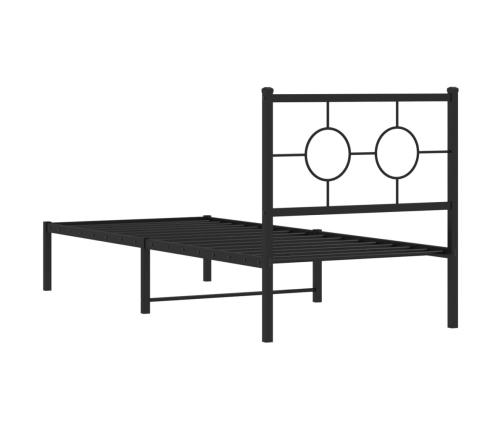 Estructura cama sin colchón con cabecero metal negro 75x190 cm