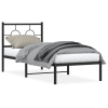 Estructura de cama con cabecero metal negro 75x190 cm