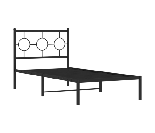 Estructura cama sin colchón con cabecero metal negro 90x190 cm