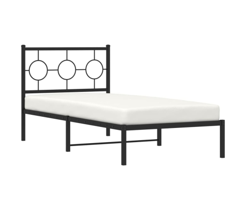 Estructura cama sin colchón con cabecero metal negro 90x190 cm