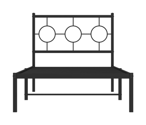 Estructura cama sin colchón con cabecero metal negro 90x190 cm