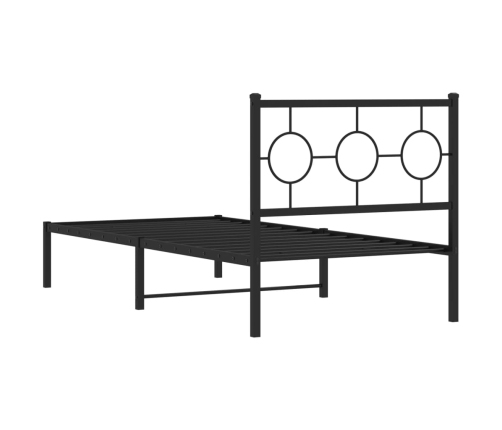 Estructura cama sin colchón con cabecero metal negro 90x190 cm