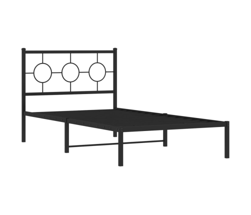 Estructura cama sin colchón con cabecero metal negro 100x190 cm