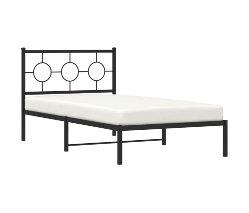 Estructura cama sin colchón con cabecero metal negro 100x190 cm