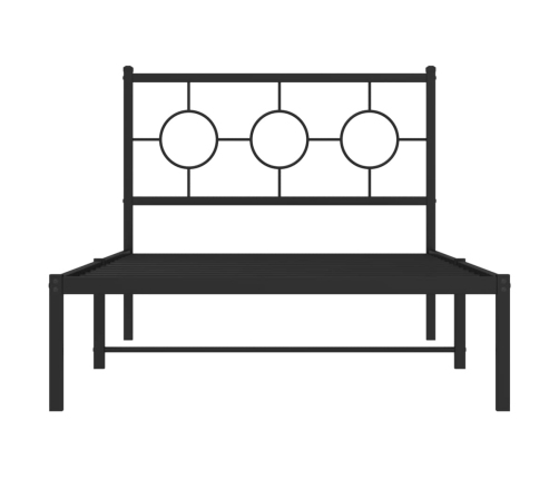 Estructura cama sin colchón con cabecero metal negro 100x190 cm