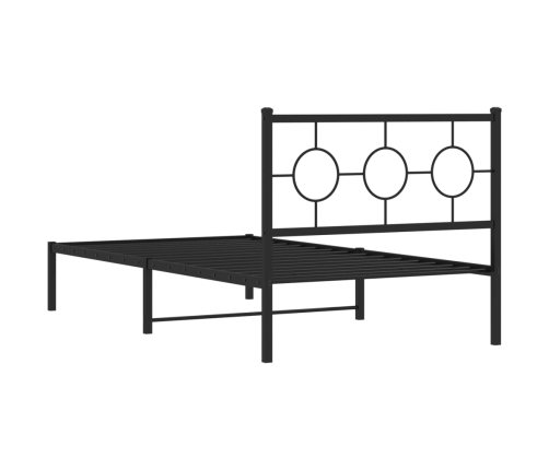 Estructura cama sin colchón con cabecero metal negro 100x190 cm