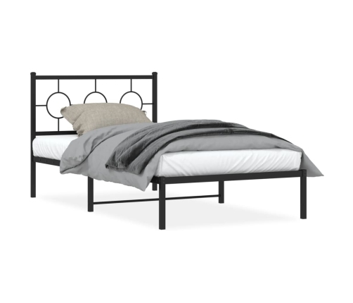 Estructura cama sin colchón con cabecero metal negro 100x190 cm