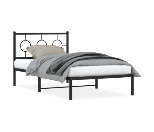 Estructura de cama con cabecero metal negro 100x200 cm