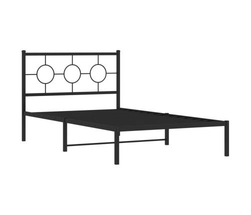 Estructura cama sin colchón con cabecero metal negro 107x203 cm