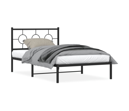 Estructura cama sin colchón con cabecero metal negro 107x203 cm