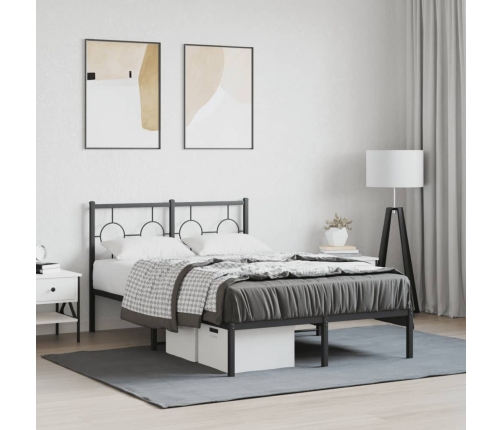 Estructura cama sin colchón con cabecero metal negro 120x190 cm