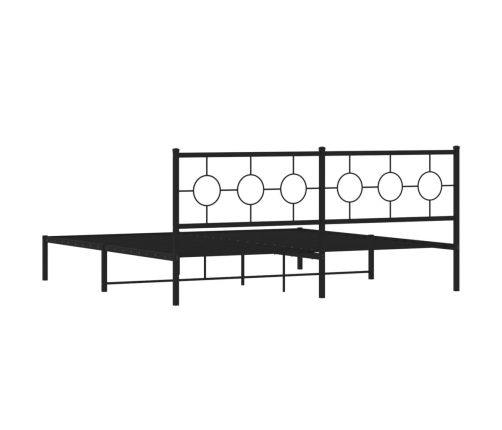 Estructura cama sin colchón con cabecero metal negro 200x200 cm