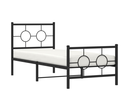 Estructura cama sin colchón con estribo metal negro 80x200 cm