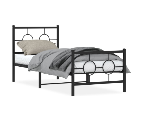 Estructura cama sin colchón con estribo metal negro 80x200 cm