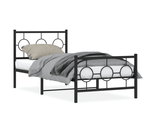 Estructura cama sin colchón con estribo metal negro 90x190 cm