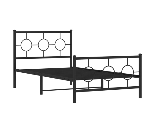 Estructura cama sin colchón con estribo metal negro 100x190 cm