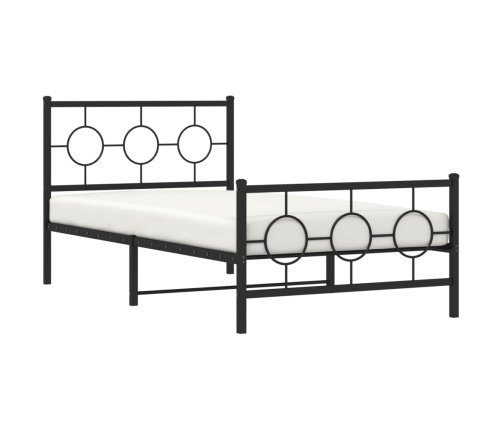 Estructura cama sin colchón con estribo metal negro 100x190 cm