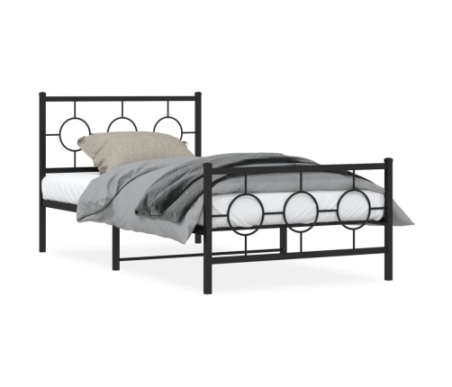 Estructura cama sin colchón con estribo metal negro 100x190 cm