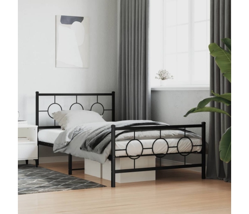 Estructura cama sin colchón con estribo metal negro 107x203 cm