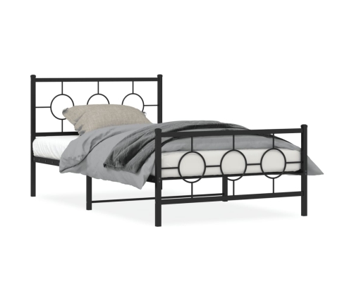 Estructura cama sin colchón con estribo metal negro 107x203 cm