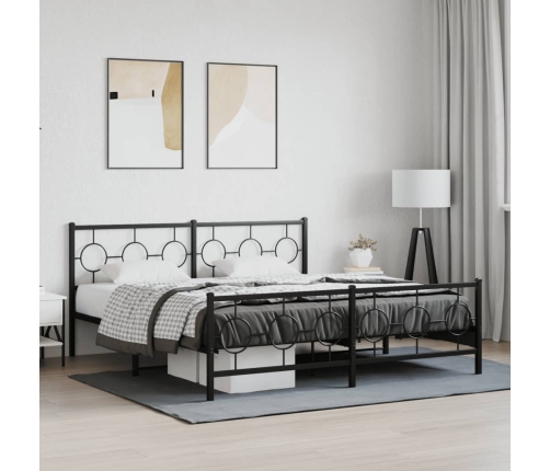 Estructura de cama cabecero y pie de cama metal negro 183x213cm