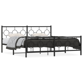 Estructura cama sin colchón con estribo metal negro 183x213 cm