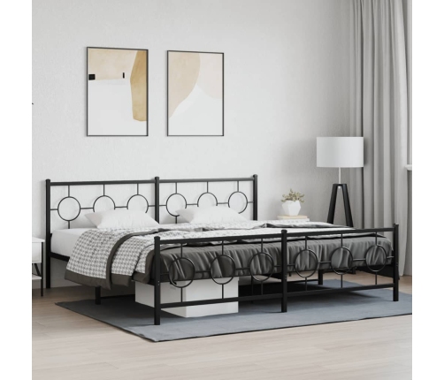 Estructura cama sin colchón con estribo metal negro 193x203 cm