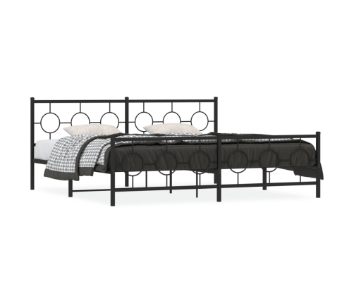 Estructura cama sin colchón con estribo metal negro 193x203 cm