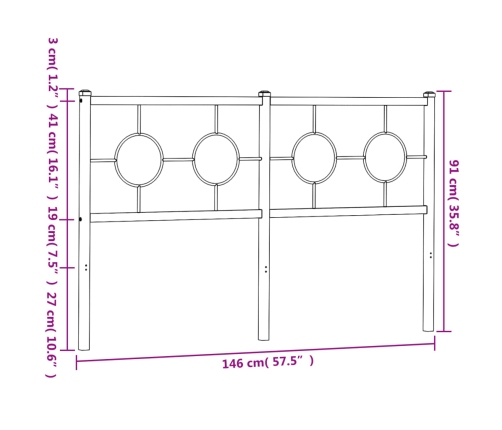 Cabecero de metal negro 140 cm