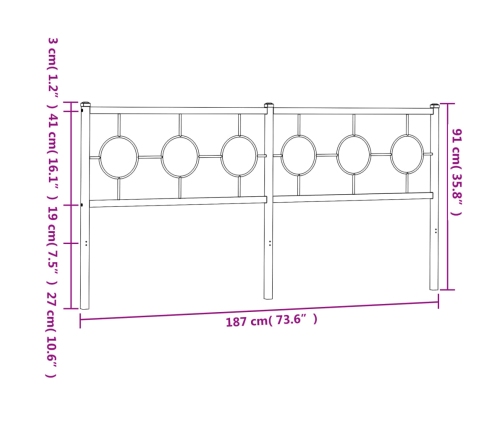 Cabecero de metal negro 180 cm