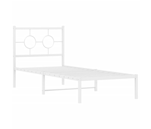 Estructura cama sin colchón con cabecero metal blanco 75x190 cm