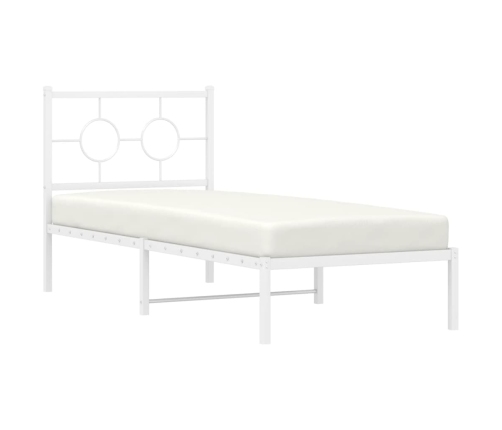 Estructura cama sin colchón con cabecero metal blanco 75x190 cm