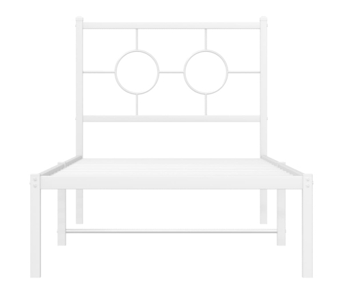 Estructura cama sin colchón con cabecero metal blanco 75x190 cm