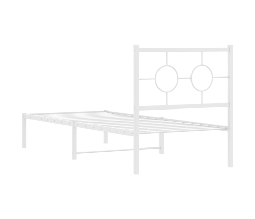 Estructura cama sin colchón con cabecero metal blanco 75x190 cm