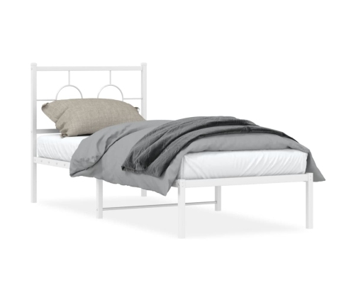 Estructura cama sin colchón con cabecero metal blanco 75x190 cm