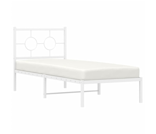 Estructura cama sin colchón con cabecero metal blanco 80x200 cm