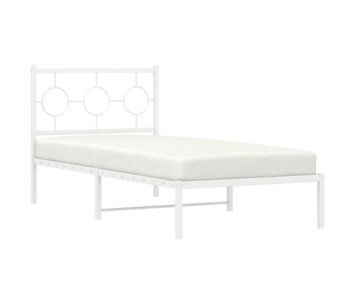 Estructura cama sin colchón con cabecero metal blanco 90x200 cm