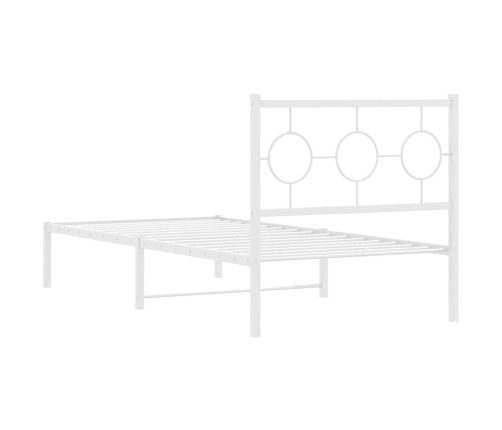 Estructura de cama de metal con cabecero blanco 90x200 cm