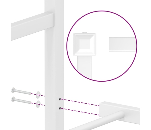 Estructura de cama de metal con cabecero blanco 90x200 cm