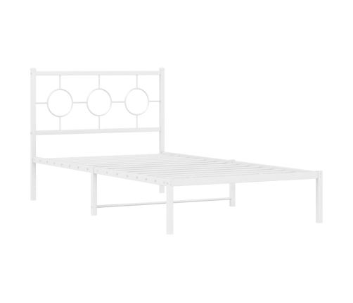 Estructura de cama de metal con cabecero blanco 100x190 cm