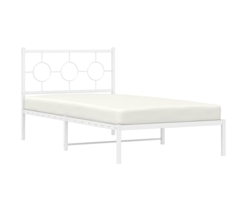 Estructura de cama de metal con cabecero blanco 100x190 cm