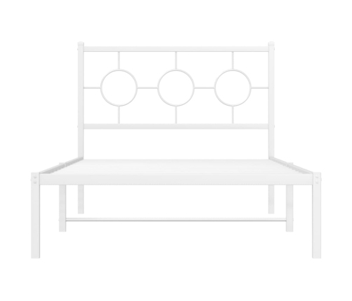 Estructura de cama de metal con cabecero blanco 100x190 cm