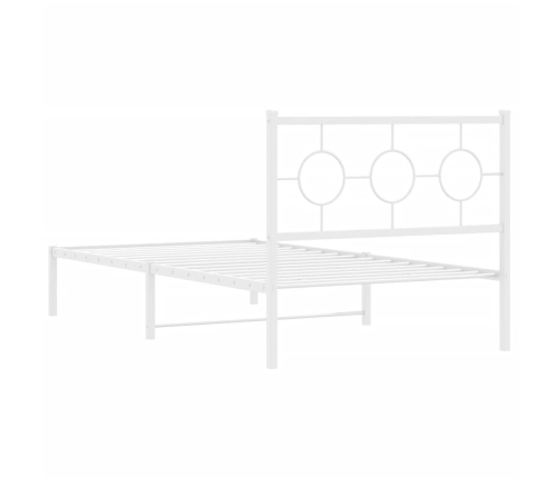 Estructura de cama de metal con cabecero blanco 100x190 cm