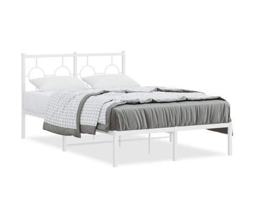 Estructura de cama de metal con cabecero blanca 120x190 cm