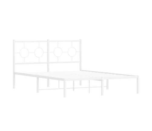 Estructura cama sin colchón con cabecero metal blanco 140x190cm