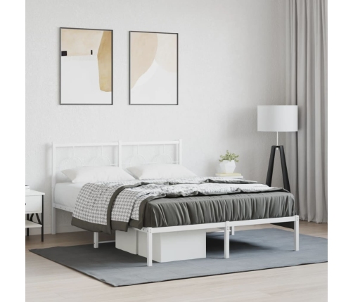 Estructura cama sin colchón con cabecero metal blanco 140x190cm