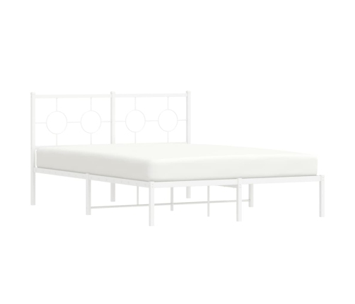 Estructura cama sin colchón con cabecero metal blanco 140x190cm