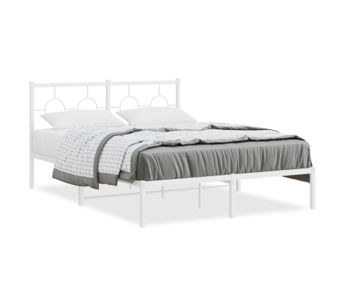 Estructura cama sin colchón con cabecero metal blanco 140x190cm